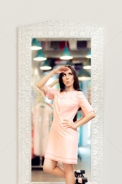 Surprised Fashion Girl in Pink Dress Stock photo © NicoletaIonescu