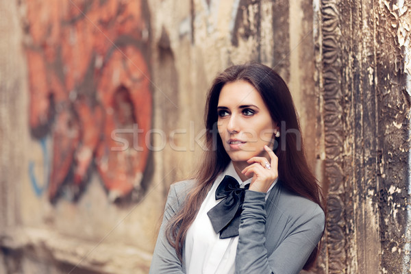 Romantic Urban Girl with Bowtie Accessory Stock photo © NicoletaIonescu