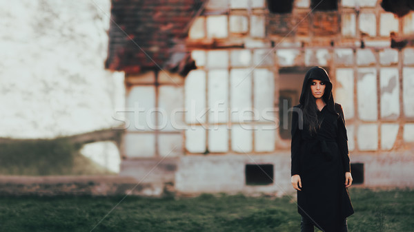 Mysterious Evil Vampire in Front of a Horror Abandoned House Stock photo © NicoletaIonescu