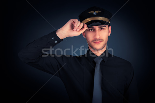  Pilot Salute Low Key Portrait  Stock photo © NicoletaIonescu
