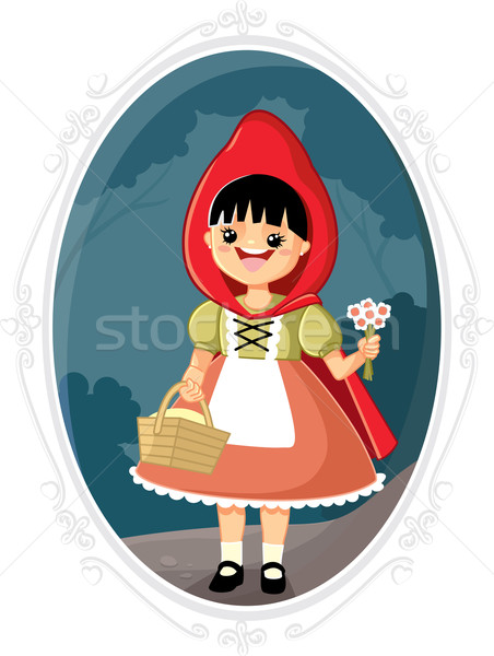 [[stock_photo]]: Peu · rouge · équitation · vecteur · cartoon · fille · heureuse