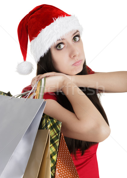 Christmas Girl Shopping Bags Pouting Stock photo © NicoletaIonescu