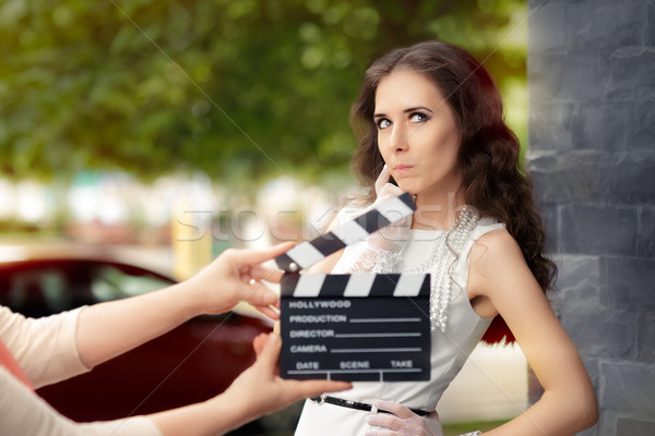 Stock photo: Actress Thinking About Next Line During Movie Shoot 