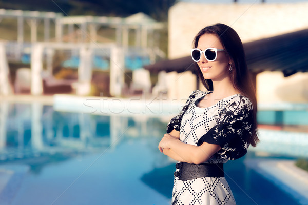 Happy Summer Woman With Sunglasses by the Pool  Stock photo © NicoletaIonescu