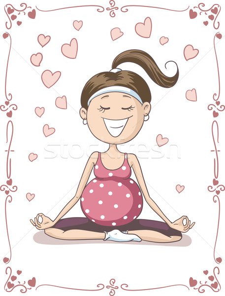 Stock photo: Blissful Pregnant  Woman Doing Yoga Vector Cartoon