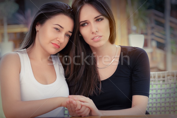 Portrait of two sad girls Stock photo © NicoletaIonescu