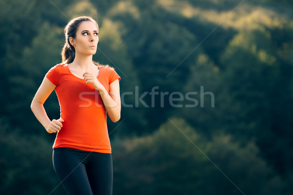 [[stock_photo]]: Drôle · s'adapter · femme · courir · à · l'extérieur · fitness