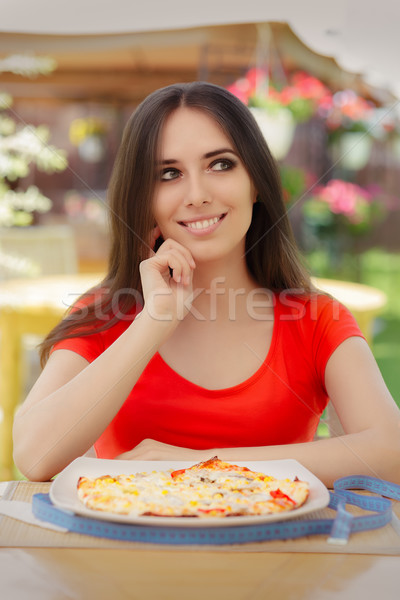 Happy Woman Thinking About Eating Pizza on a Diet  Stock photo © NicoletaIonescu