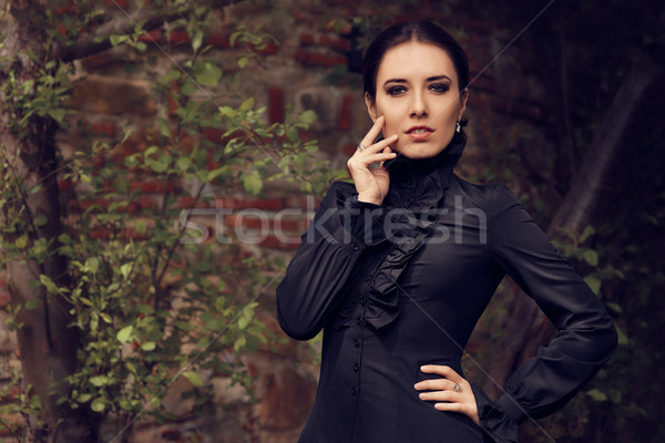 Beautiful Dark Princess at the Castle Stock photo © NicoletaIonescu