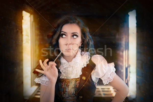 Steampunk Girl with Lorgnette  Stock photo © NicoletaIonescu