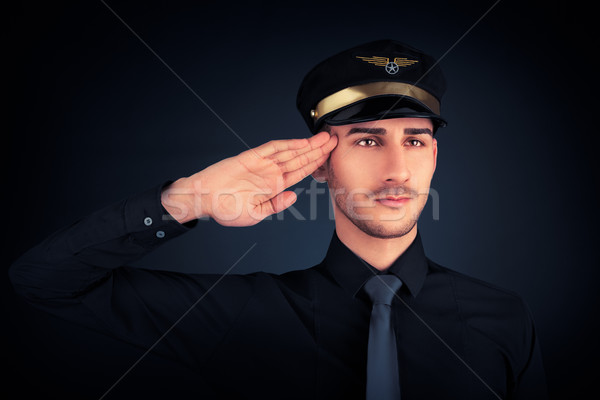  Pilot Salute Low Key Portrait  Stock photo © NicoletaIonescu