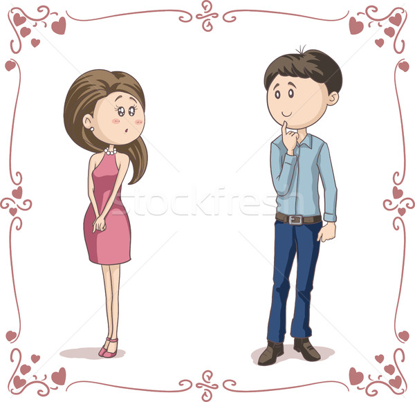 Love at First Sight Vector Cartoon Couple Stock photo © NicoletaIonescu