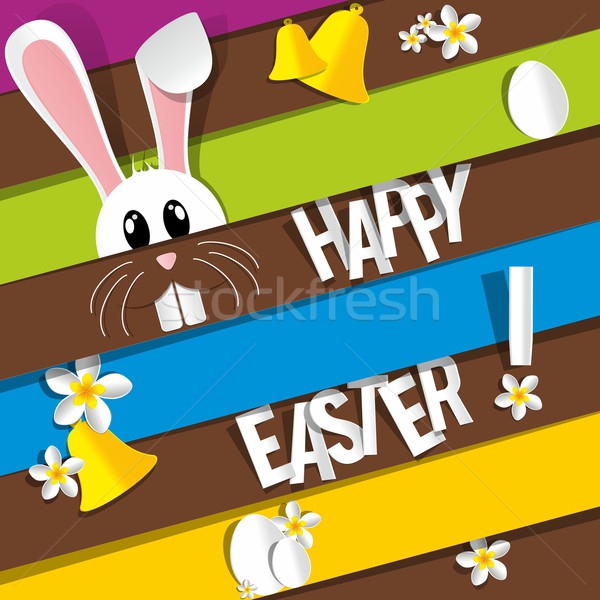 Frohe Ostern Grußkarte glücklich Kinder abstrakten Design Stock foto © nicousnake