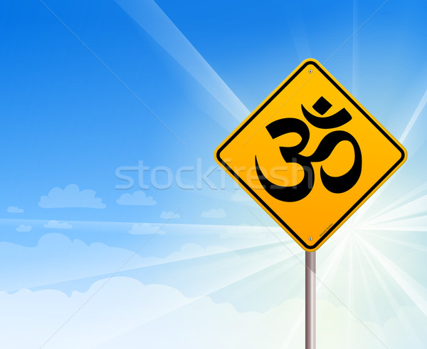 Yoga signo cielo azul espiritual símbolo amarillo Foto stock © nikdoorg