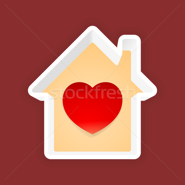 愛 ホーム 白い家 フレーム 赤 中心 ストックフォト © nikdoorg