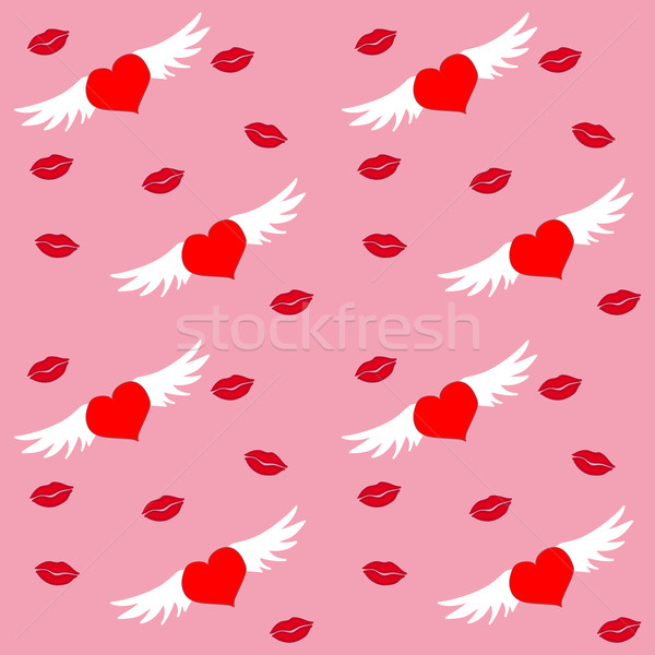 Szívek szárnyak piros szeretet szimbólum végtelen minta Stock fotó © nikdoorg