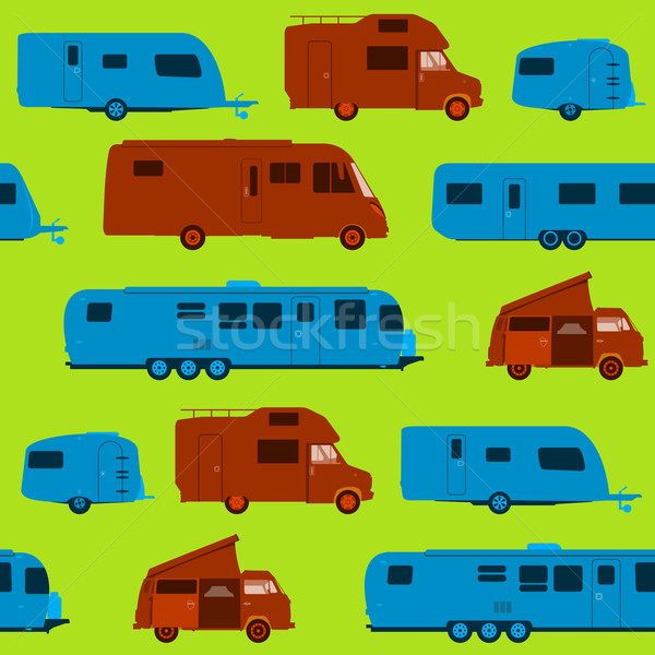 Caravane modèle vert brun bleu [[stock_photo]] © nikdoorg