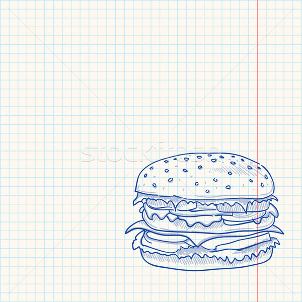 Hamburger kroki sığır eti Burger peynir mavi Stok fotoğraf © nikdoorg