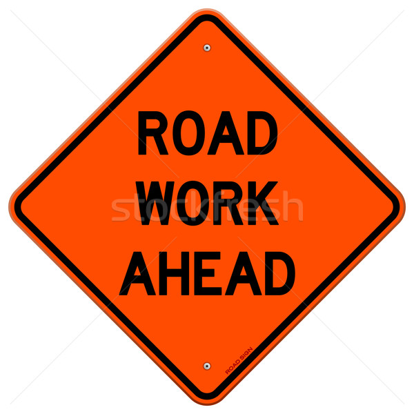 Carretera trabajo adelante signo americano senalización de la carretera Foto stock © nikdoorg