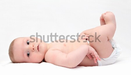 Piękna baby leży powrót oka twarz Zdjęcia stock © nikkos