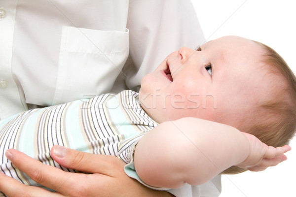 Szczęśliwy mały baby matki ręce uśmiech Zdjęcia stock © nikkos