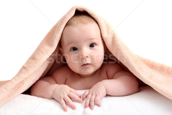 Baby piękna kąpieli koc twarz portret Zdjęcia stock © nikkos
