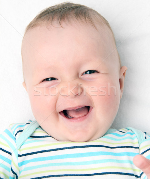Bebé atrás sonrisa boca cabeza blanco Foto stock © nikkos