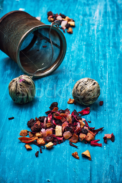 Stock photo: tea brew two types amid the tea strainer