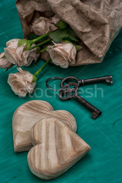 Sembolik kalp sevgililer günü ağaç buket çiçekler Stok fotoğraf © nikolaydonetsk
