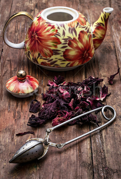 Czajniczek elita herbaty obraz vintage stylu Zdjęcia stock © nikolaydonetsk