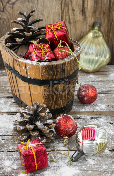 Díszítések karácsony fából készült kád fenyőfa díszek Stock fotó © nikolaydonetsk