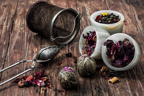 茶 葉 不同 木 花 食品 商業照片 © nikolaydonetsk