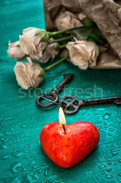 Simbolo san valentino rose amore rosa tavola Foto d'archivio © nikolaydonetsk