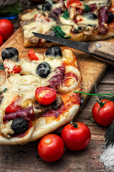 Stock photo: flavorful homemade pizza with bacon