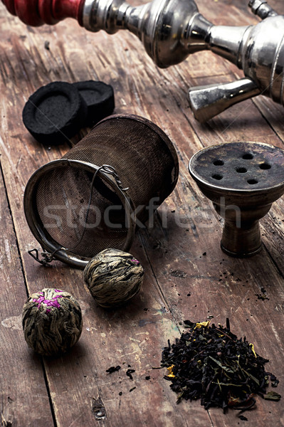 水煙 幹 精英 茶 葉 詳細信息 商業照片 © nikolaydonetsk