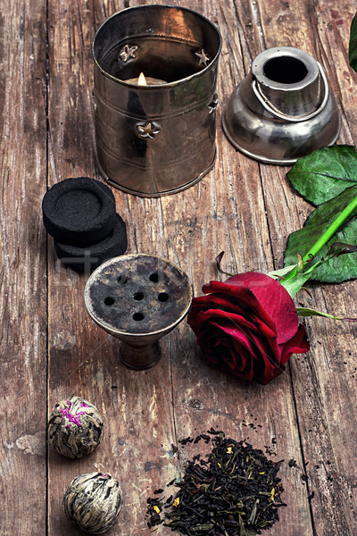 hookah and dry elite tea leaves Stock photo © nikolaydonetsk