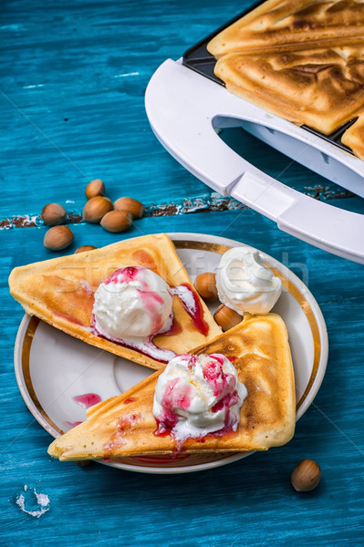 baked toast smeared ice cream in raspberry jam  Stock photo © nikolaydonetsk