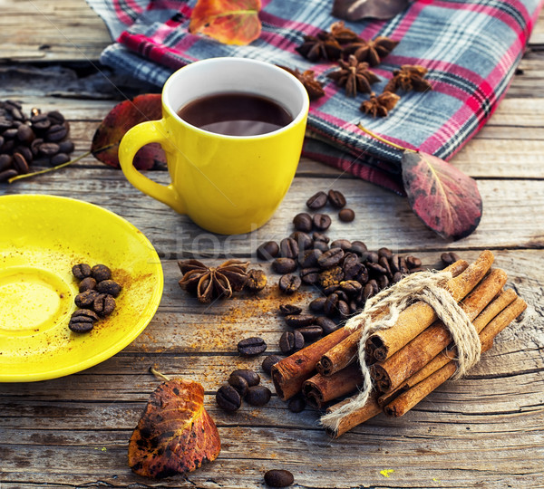 Freshly brewed coffee in the fall Stock photo © nikolaydonetsk