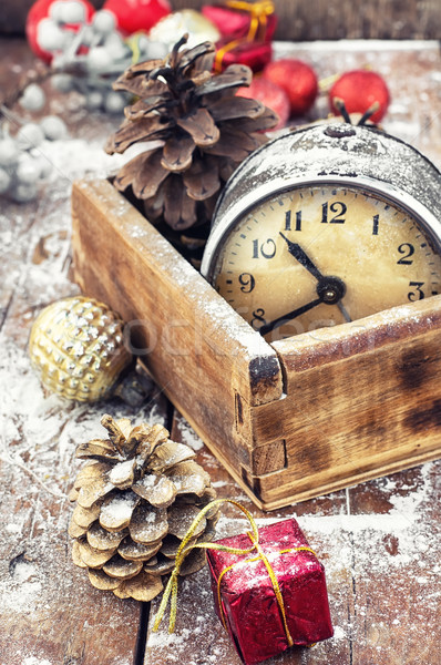 retro arrangement for Christmas with an old alarm clock Stock photo © nikolaydonetsk