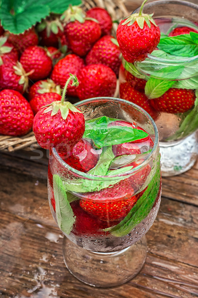 glass of refreshing strawberry cocktail Stock photo © nikolaydonetsk