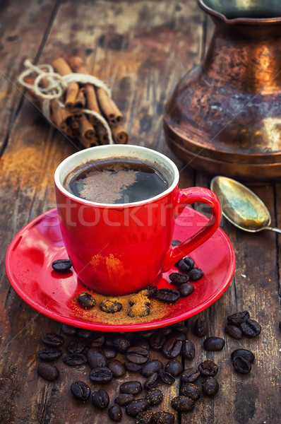 Kubek kawy czerwony szkła aromatyczny Zdjęcia stock © nikolaydonetsk