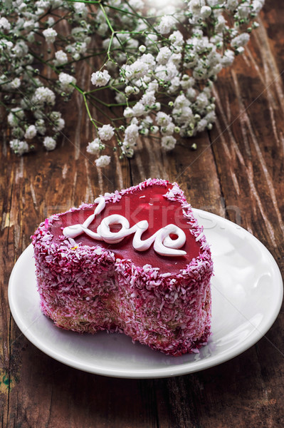 Stock fotó: Desszert · ünnep · valentin · nap · torta · gyümölcs · tömés