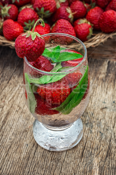 glass of refreshing strawberry cocktail Stock photo © nikolaydonetsk