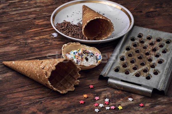 ice cream decorated with sweet powder in the wafer  Stock photo © nikolaydonetsk