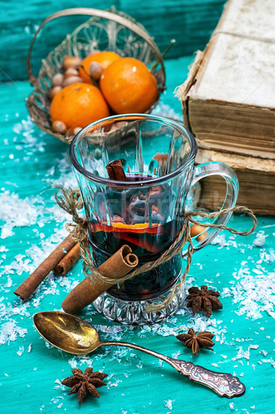 Wein Weihnachten Cocktail Retro Jahrgang Urlaub Stock foto © nikolaydonetsk