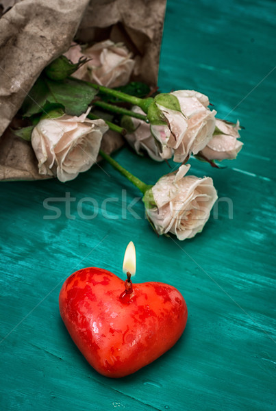 Simbolo san valentino rose amore rosa tavola Foto d'archivio © nikolaydonetsk