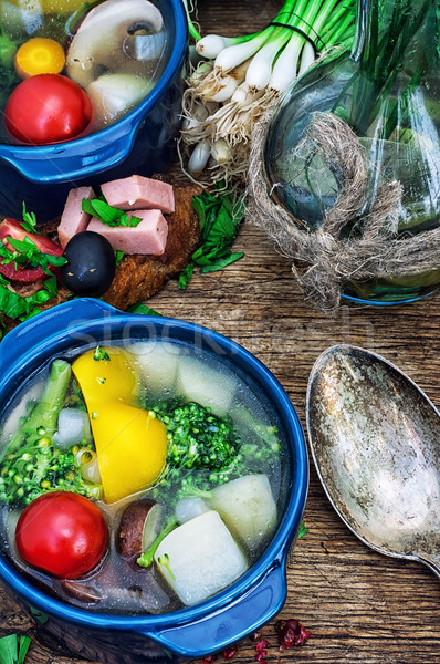 summer soup with fresh vegetables Stock photo © nikolaydonetsk