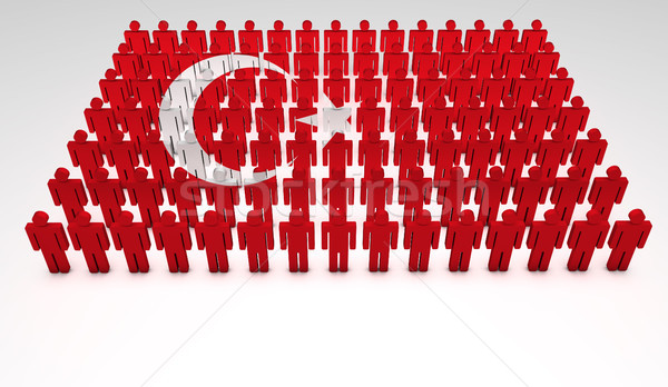 Turecki banderą parada 3d osób górę widoku Zdjęcia stock © NiroDesign