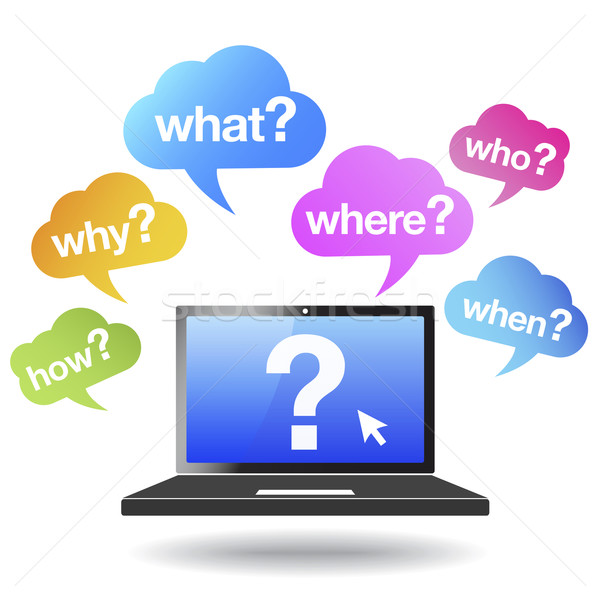 Perguntas palavras teia nuvens internet ponto de interrogação Foto stock © NiroDesign