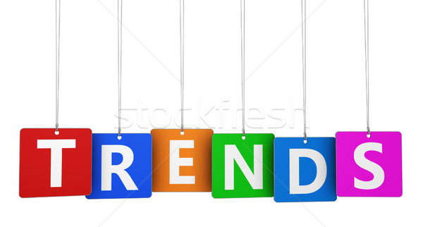 Trends teken woord kleurrijk geïsoleerd Stockfoto © NiroDesign